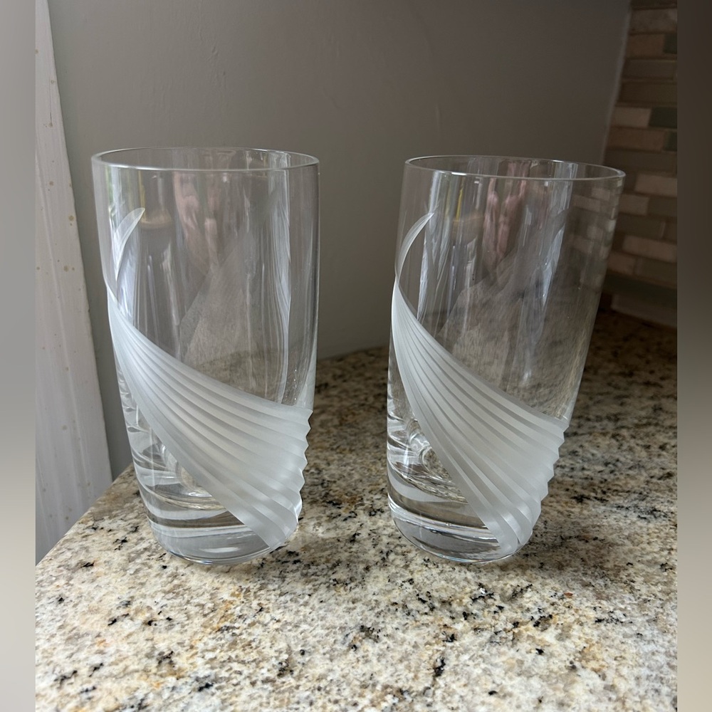 New Lenox Windswept Crystal drinking glasses 6” tall set of 2